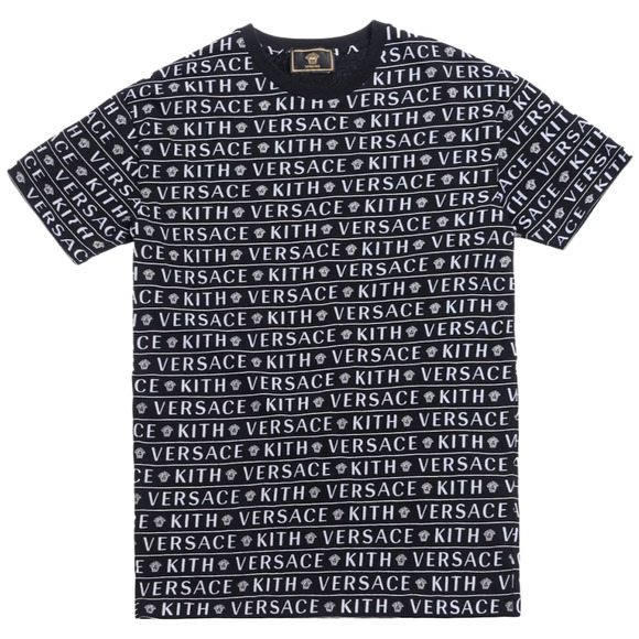 KITH x Versace Black White Monogram Logo Cotton Short Sleeve T-Shirt Medium M - Picture 1 of 10